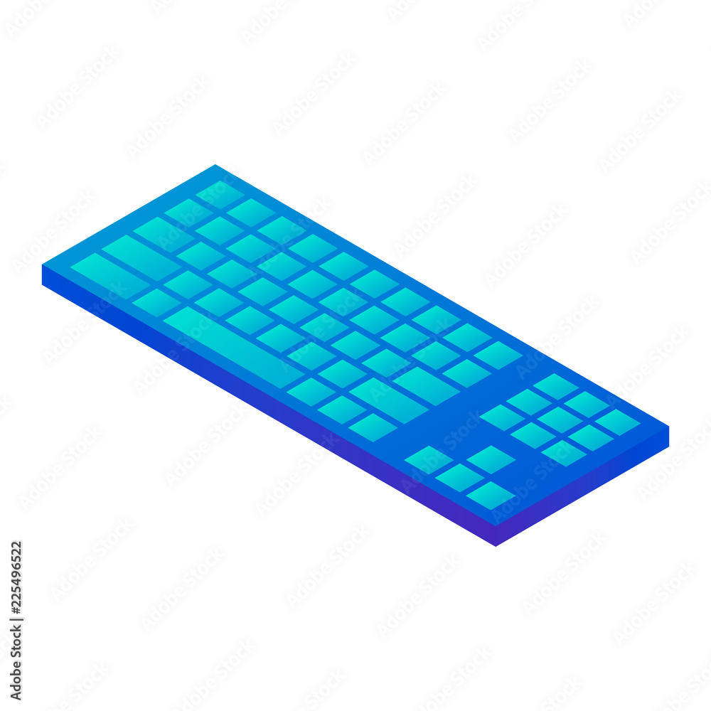 Blue keyboard icon. Isometric of blue keyboard vector icon for web design isolated on white background