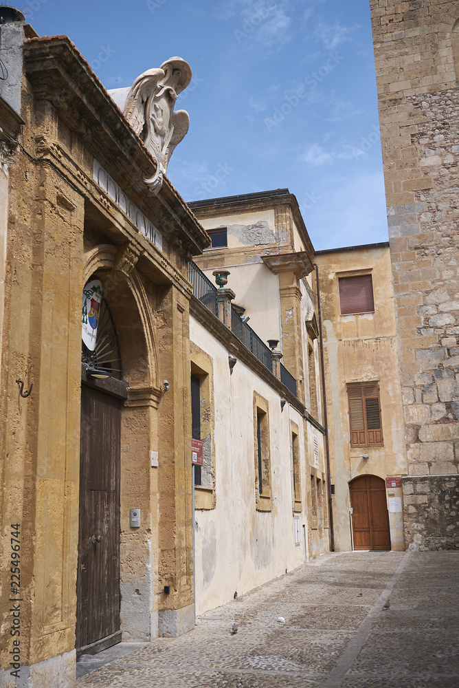 Cefalu, Italy - September 09, 2018: View of the bishop palace