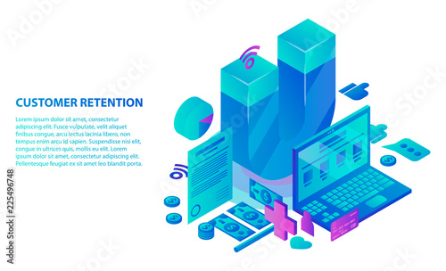 Customer retention service concept background. Isometric illustration of customer retention service vector concept background for web design photo