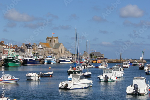 the fishing harbour in barfleur in summer, normandy, france