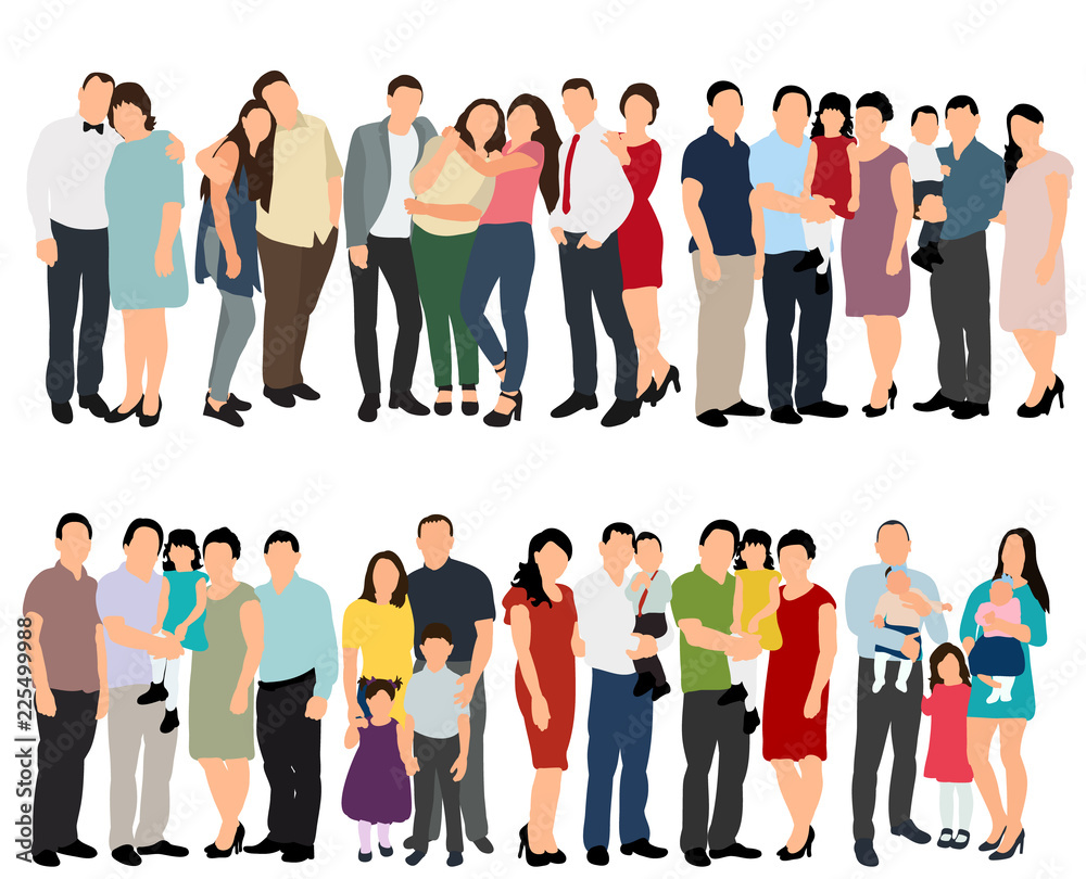 Fototapeta premium group of people standing, flat style