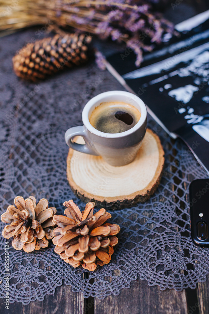 Coffee cup on table. Cup of hot latte coffee in the relaxing time. cup of coffee on wooden. Lavender. Aroma of lavender. Aroma of coffee. Coffee cup on table. Cup of hot latte coffee in the relaxing time. cup of coffee on wooden. Lavender. Aroma of lavender. Aroma of coffee.