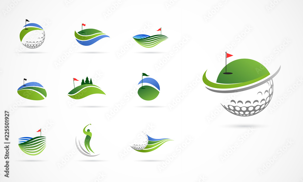 Golf club icons, symbols, elements and logo collection Stock Vector ...