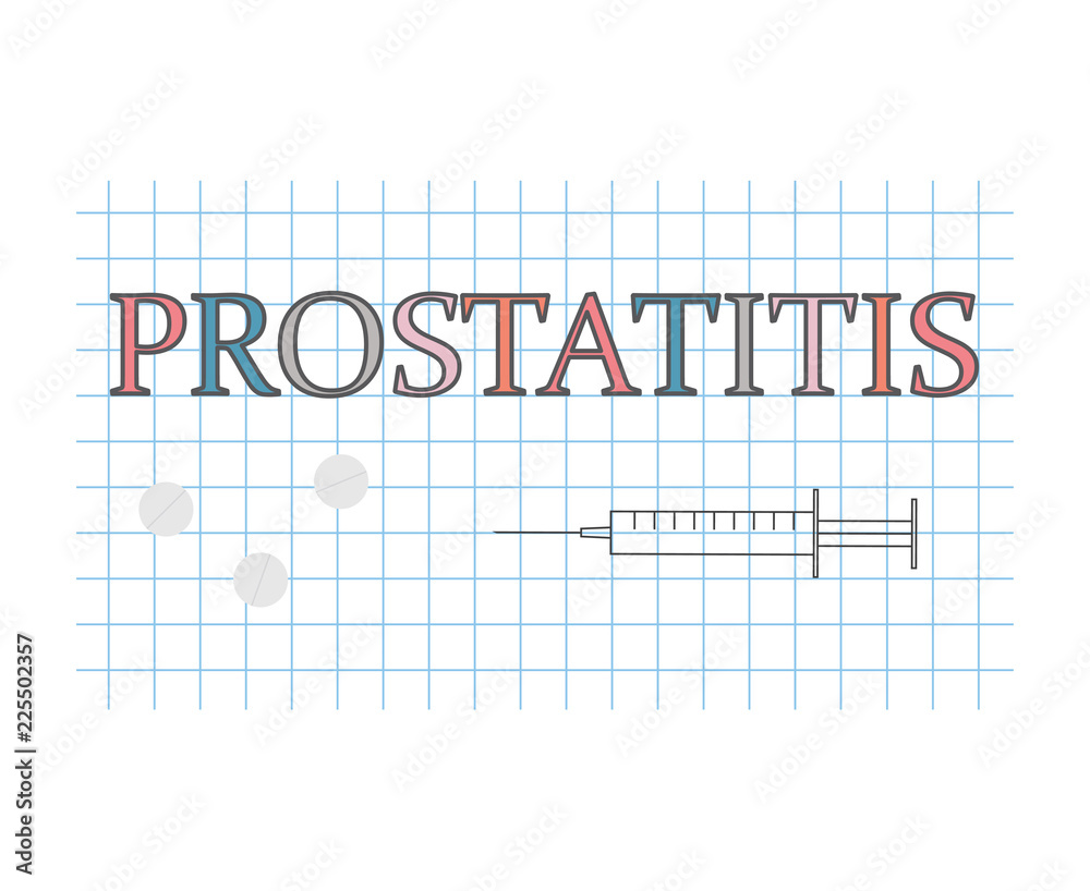 prostatitis word on checkered paper sheet- vector illustration
