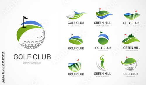 Golf club icons, symbols, elements and logo collection