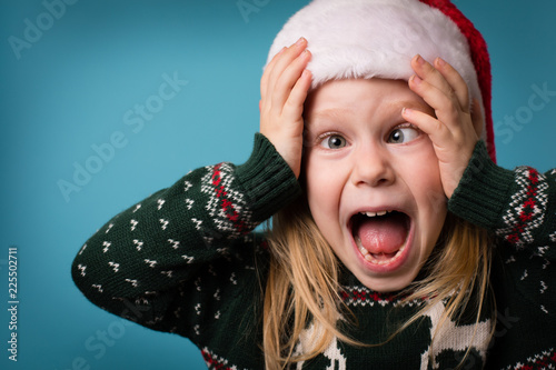 Stressed Little Christmas Girl Screaming in Panic