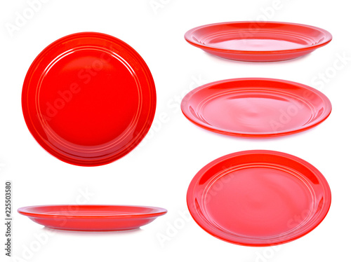 Red plate on white background