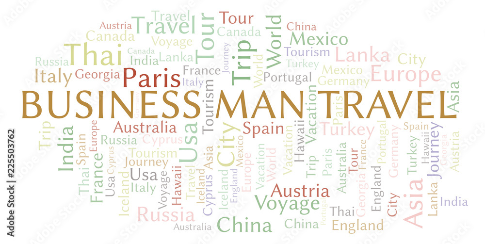 Fototapeta premium Business Man Travel word cloud.