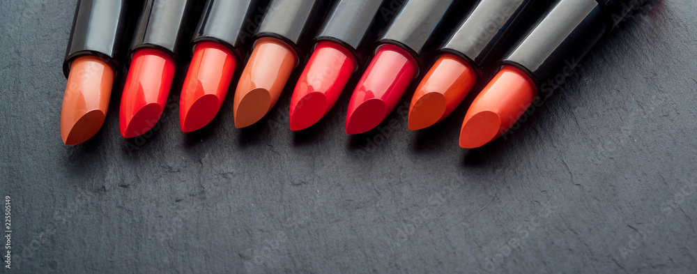 Many different lipsticks, different colors Many different lipsticks, different colors
