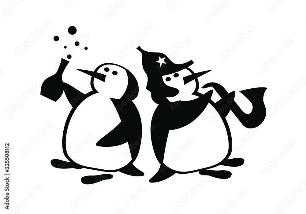 Party with penguins. Illustration. Party with penguins. Illustration.