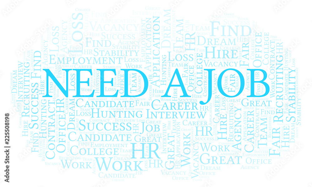Obraz premium Need A Job word cloud.