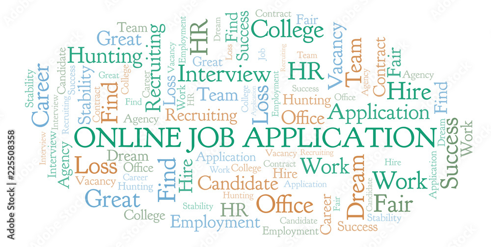 Obraz premium Online Job Application word cloud.