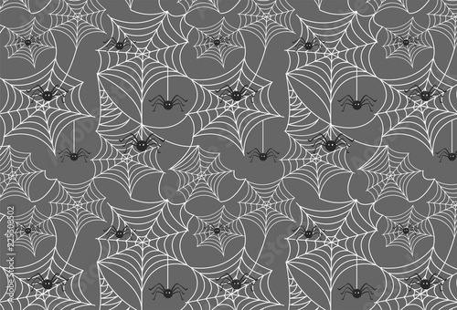 Halloween spiderweb vector background with spiders, copy space. happy halloween vector banner. Great for voucher, offer, coupon, holiday sale.