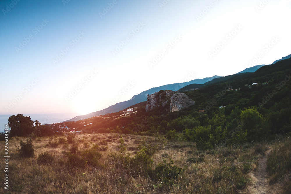 A beautiful mountain landscape. A beautiful mountain landscape.