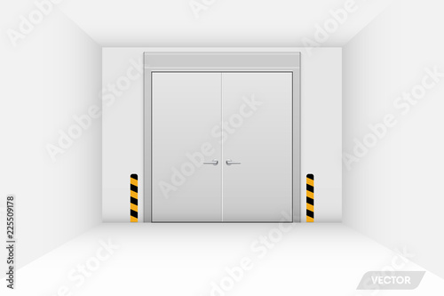Warehouse workshop and security steel door, Vector, Illustration.