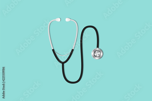 Health checkup concept, Doctor's desktop workspace with stethoscope photo