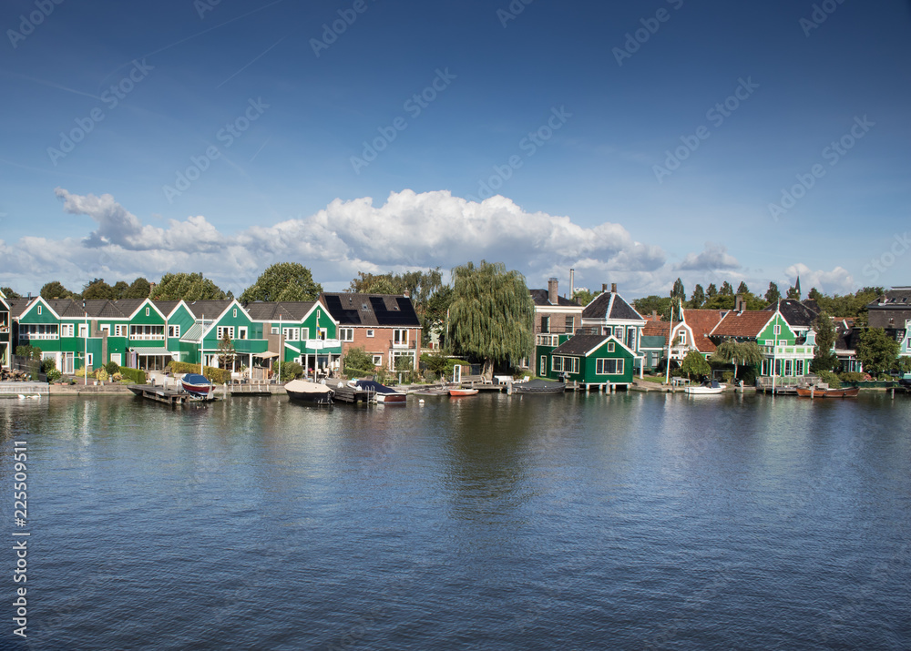 Obraz premium Panorama mit Windmühlen in Holland, Niederlande