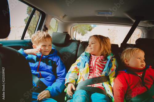 kids travel by car, family adventure, vacation concept