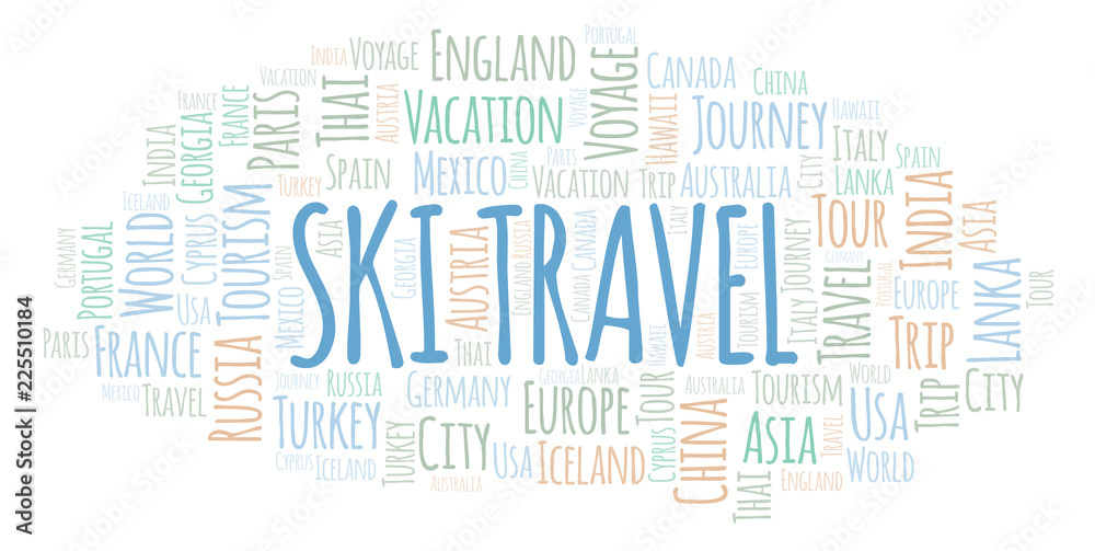 Obraz premium Ski Travel word cloud.