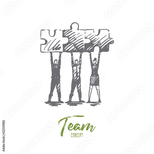 Team  business  work  people  together concept. Hand drawn isolated vector.