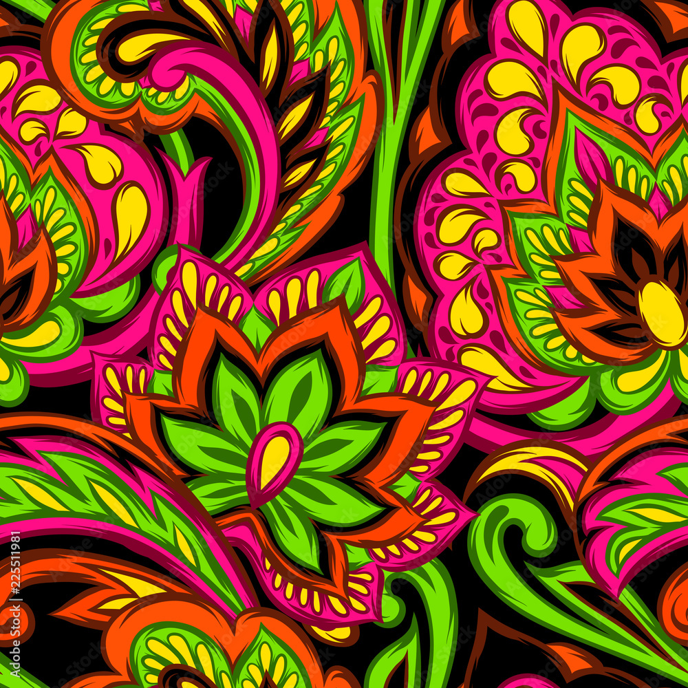Indian ethnic seamless pattern. Indian ethnic seamless pattern.