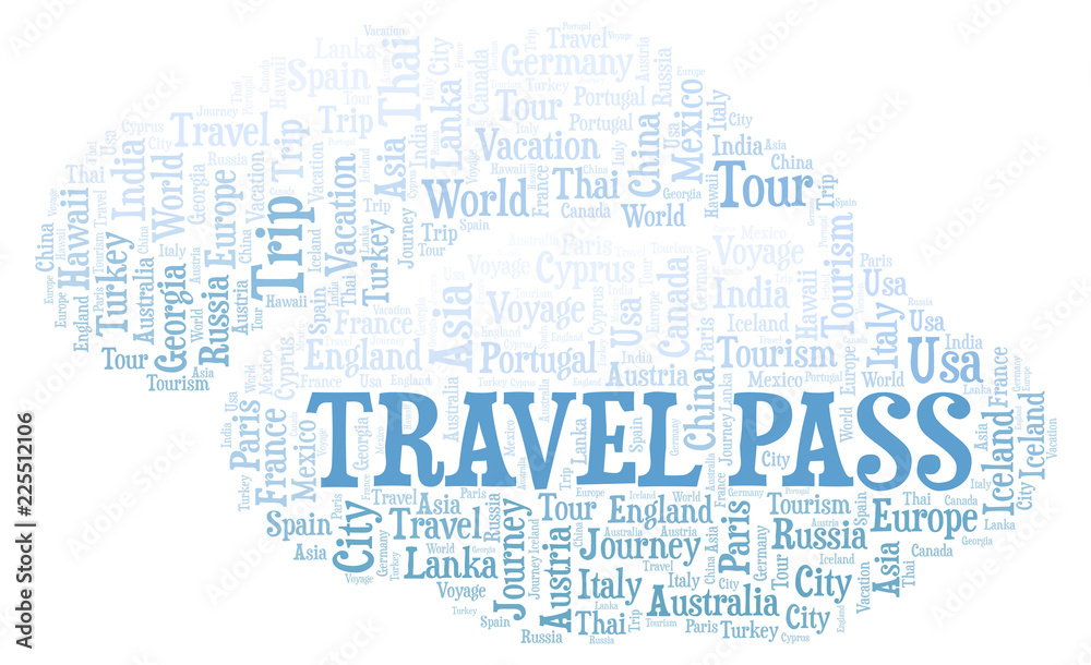Travel Pass word cloud. Travel Pass word cloud.
