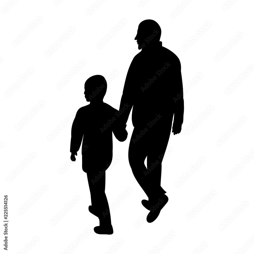 silhouette man and child