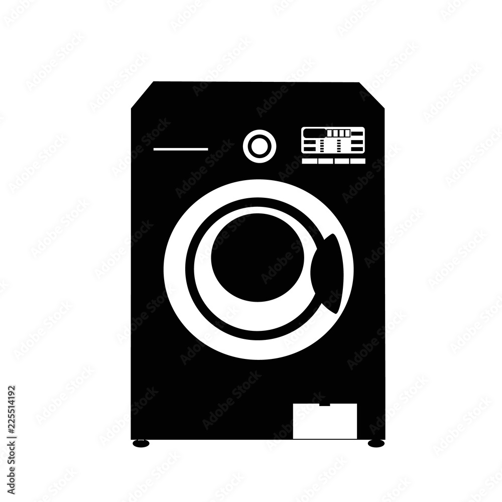 white background, silhouette washing machine, home appliances