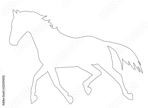 icon, sketch, outline horse running