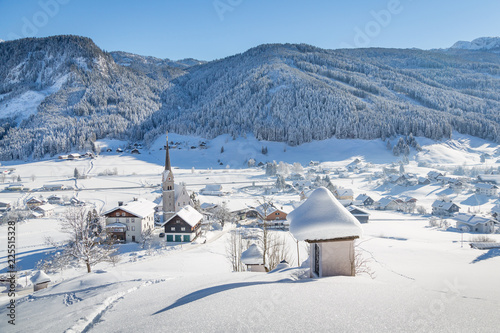 Winter mountain village at Gosau, Austria photo