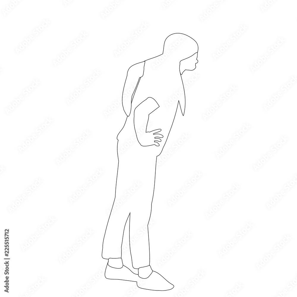 vector, on white background, sketch girl looking vector, on white background, sketch girl looking