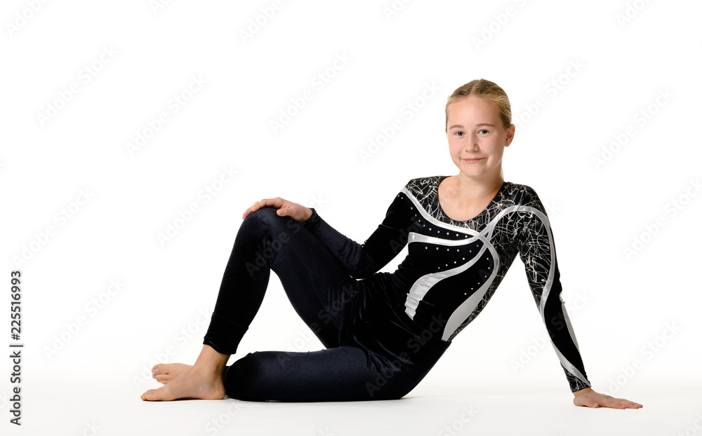 Young teen girl gymnastic on white background Young teen girl gymnastic on white background