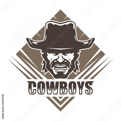 Cowboy mascot. Illustration isolated on background. Vector illustration, eps 10.