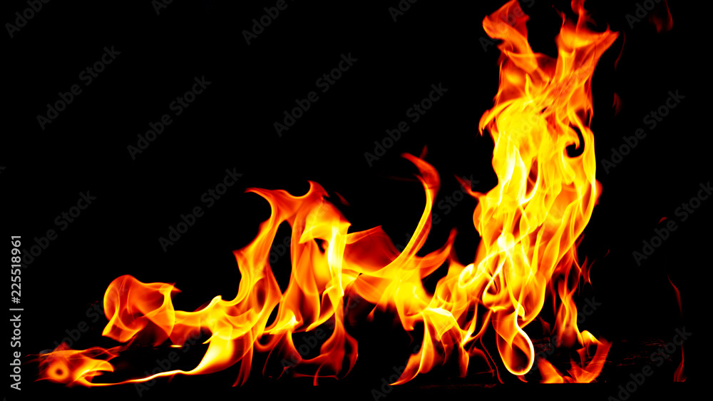 Flame of fire on a black background Flame of fire on a black background