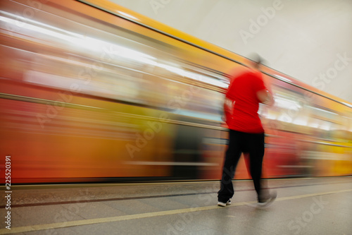 Train in motion in the subway as an abstract background © schankz