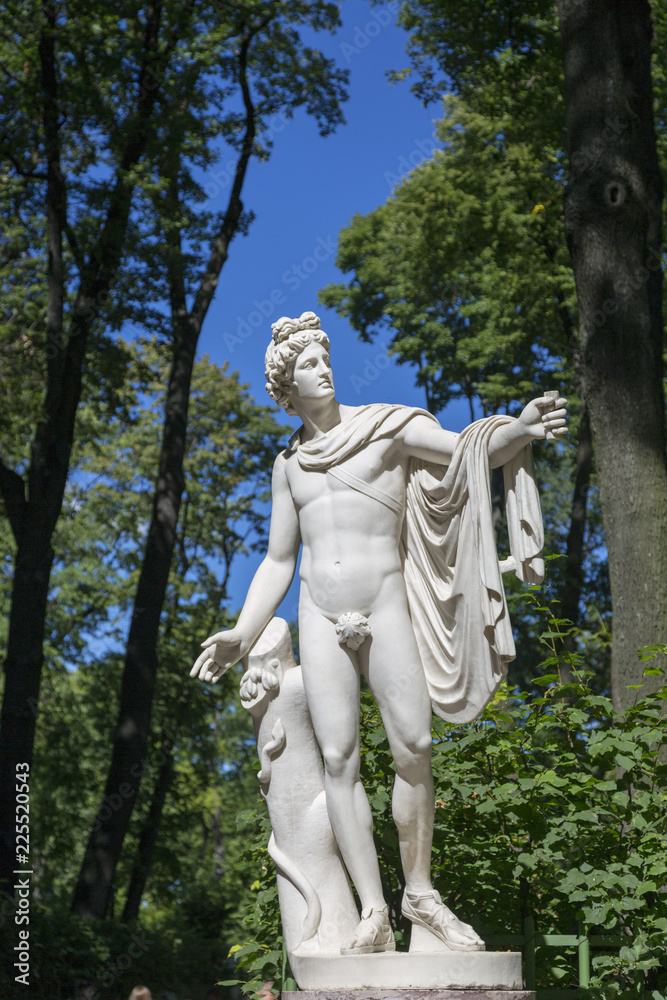 Statue from the collection of marble sculptures by Italian masters of the late XVII - early XVIII centuries in the Summer Garden in St. Petersburg