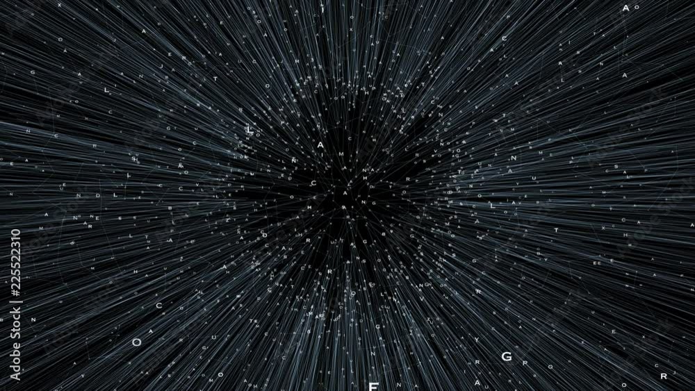 Exploding letters with black background