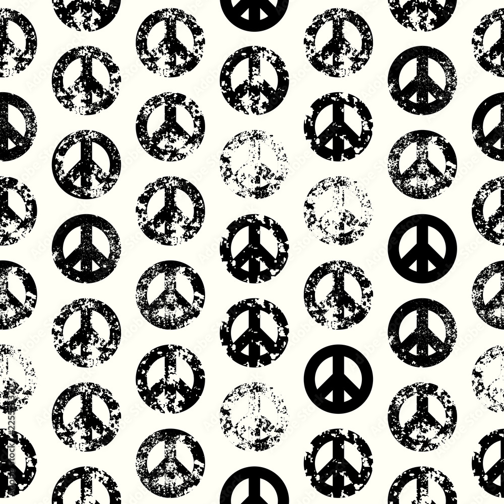 Seamless vector pattern. Abstract background with Peace signs. The sign ...