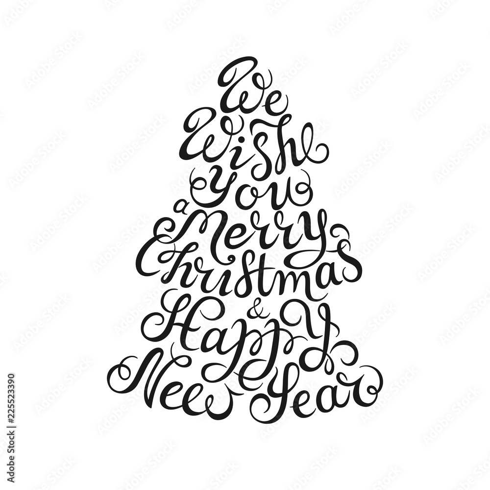 Hand drawn lettering. We wish you a merry christmas and happy new ...