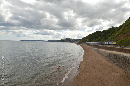 Sea Wall with Railway Train Passing
