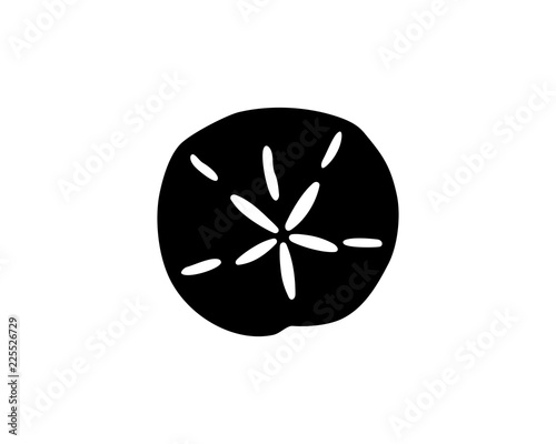 Simple black silhouette of a sand dollar, vector illustration
