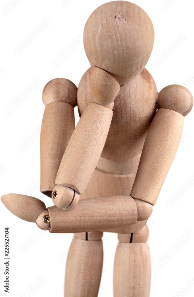 Wooden Mannequin in Thinking Pose Stock Photo - Image of thinking, wood:  27952388