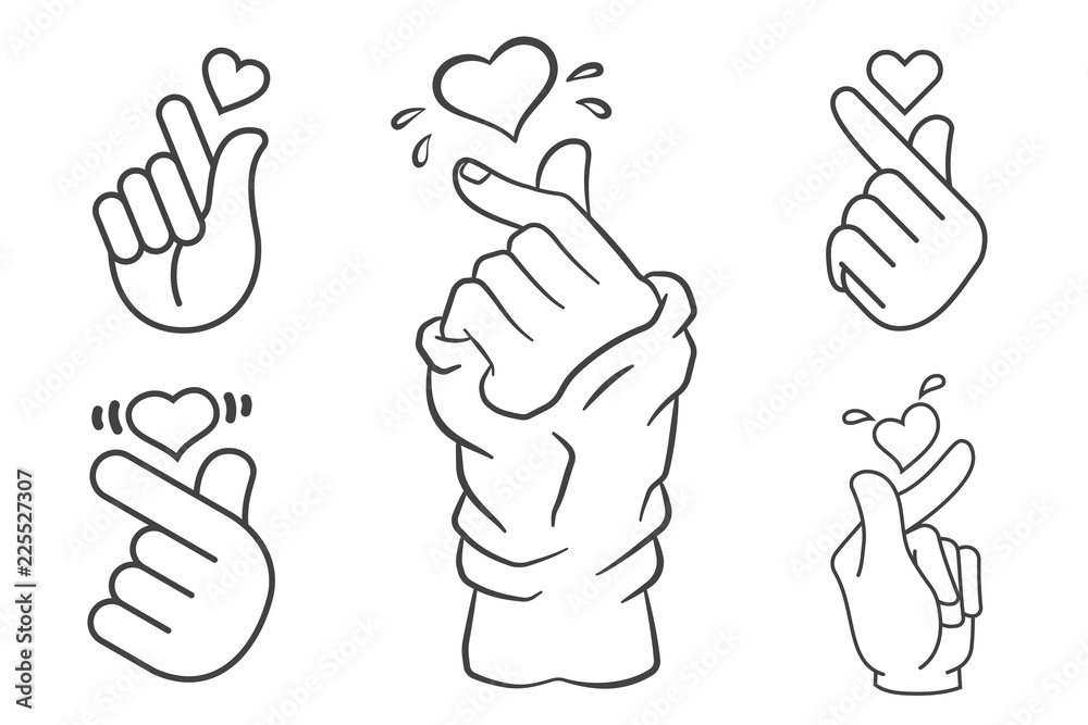 Vector korean heart hand gesture symbols set vector de Stock Adobe Stock