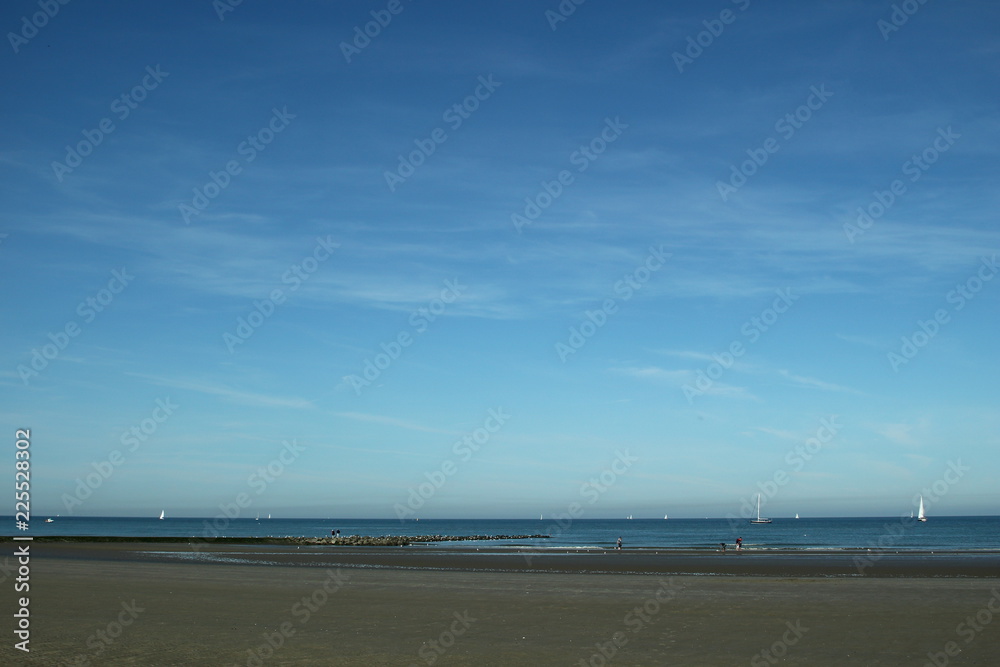 The sandy North Sea beach in Nieuwpoort, Belgium