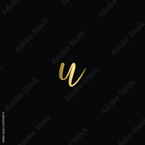 Luxury Hand Drawn Letter U Logo Design In Gold Color