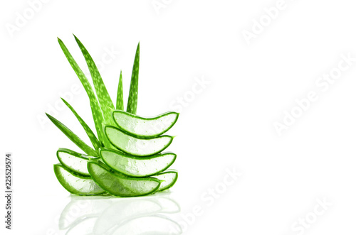 Fototapeta Naklejka Na Ścianę i Meble -  Slice Aloe Vera a very useful herbal medicine for skin care and hair care.