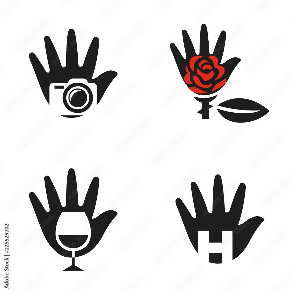 Fototapeta premium Hand Palm Set Idea Abstract Creative Icon Modern Logo Design Template Element Vector