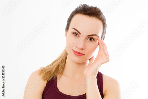 Wallpaper Mural Macro Woman face with no wrinkles on forehead. Skin care and spa face beauty. Collagen and face injections concept. Cropped image. Torontodigital.ca