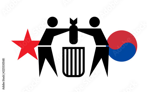 South Korea and North Korea destroy mines on border between the countries. Concept of the peace