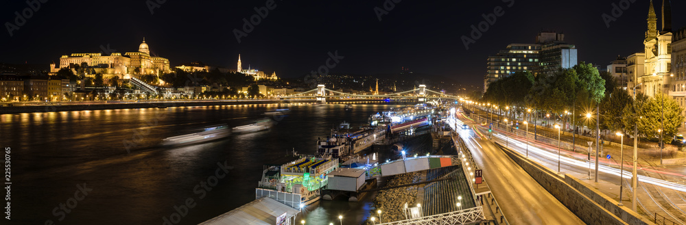 Panorama of Buda Castle and Danube, Budapest, Hungary